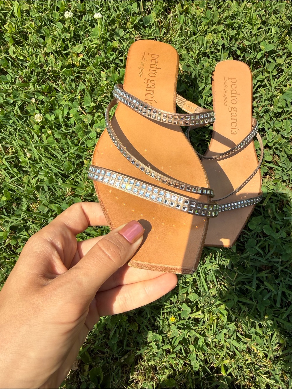 Pedro Garcia leather summer slides with Swarovski crystals size 40